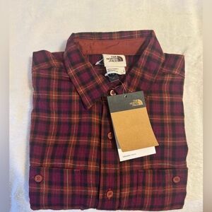 The North Face Men's Casual Plaid Shirt - Red and Brown